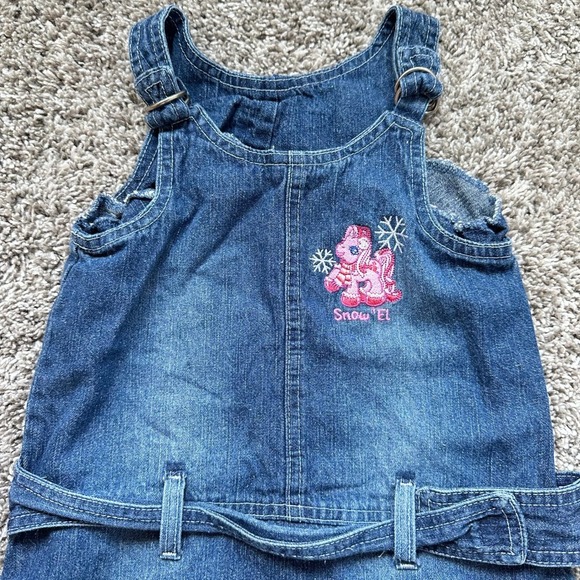 Vintage My Little Pony Girls Denim Jumper Dress Size 5 Snow'El Embroidered - Picture 8 of 8